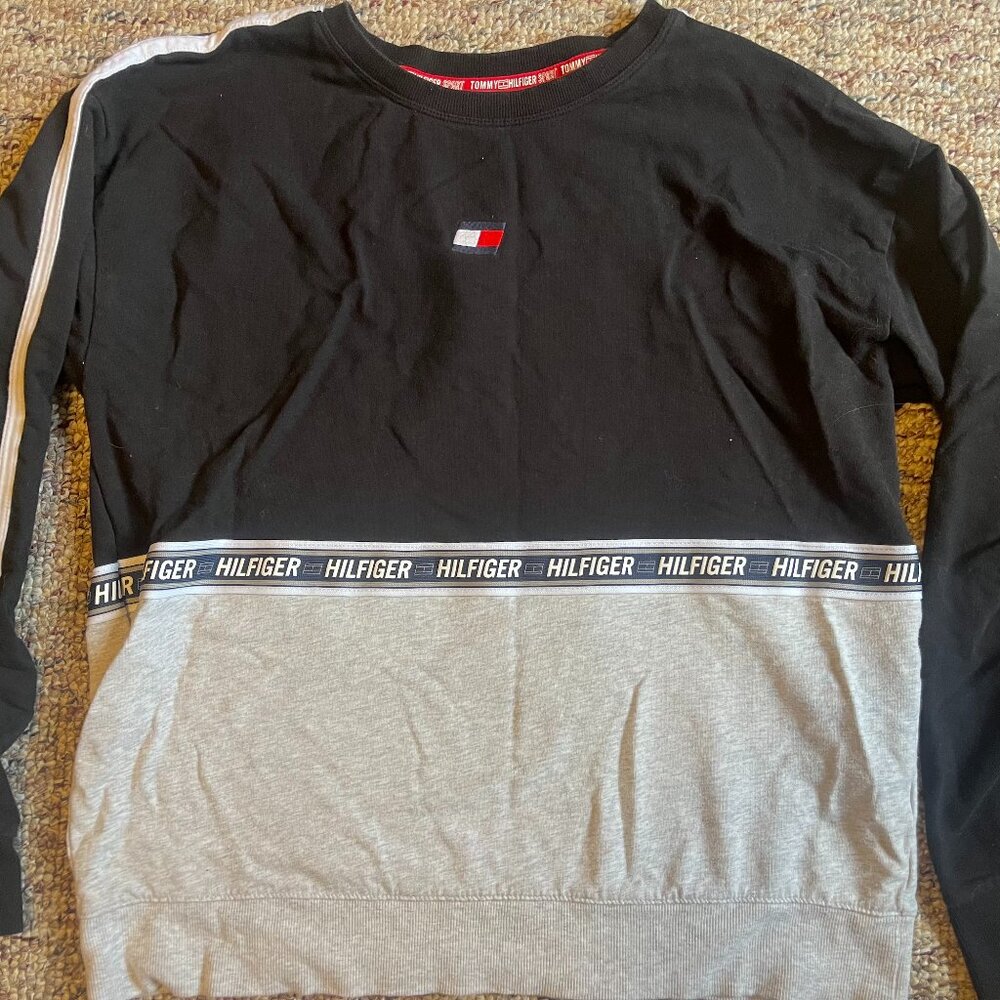 Tommy Hilfiger Sport Womens Plus Velour Fitness Sweatshirt Gray M